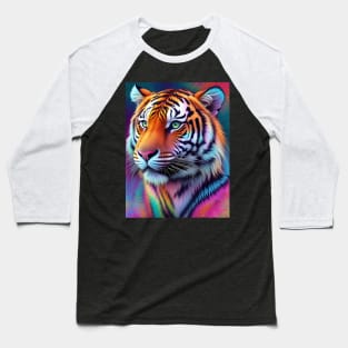 Vibrant Tie Dye Tiger Pattern Baseball T-Shirt